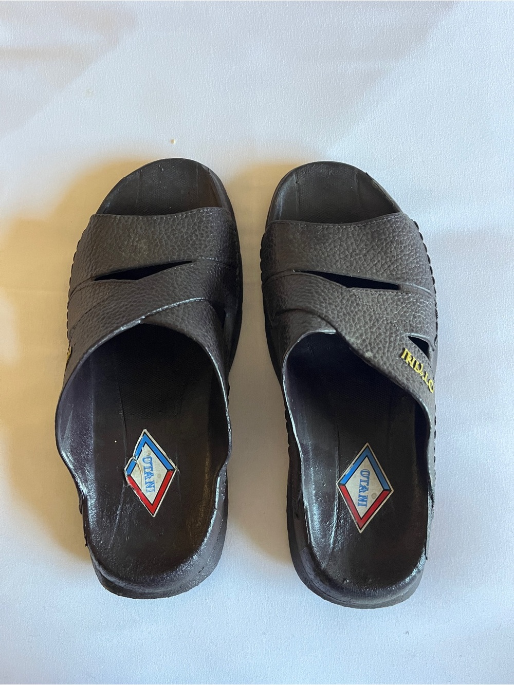 OTANI 505 Dark Brown Textured Slide Sandals Size M Made In Thailand Open Toe